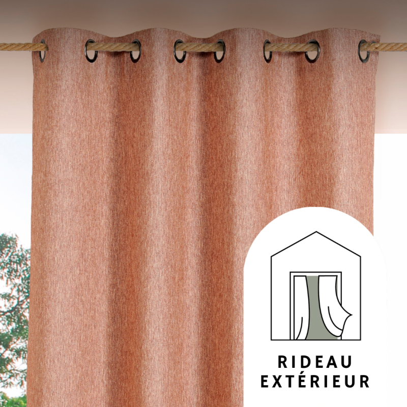 Rideau à œillets extérieur Rooftop rose Quartz chiné - 140x265cm - Linder - 1706-36-375