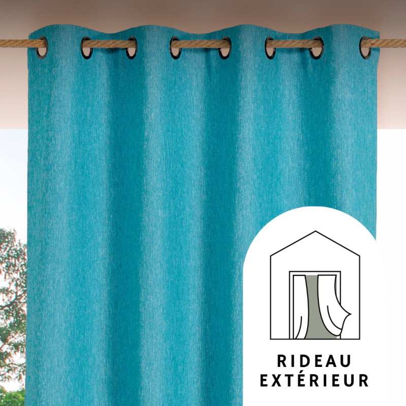 Rideau à œillets extérieur Rooftop bleu Méditerranée - 140x265cm - Linder - 1706-40-375