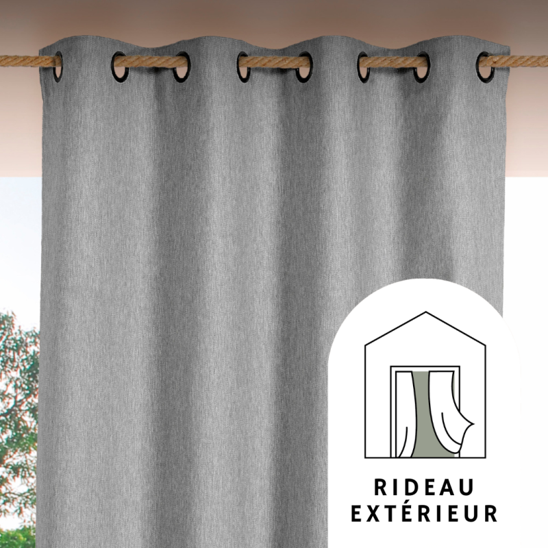 Rideau à œillets extérieur Rooftop gris granit chiné - 140x265cm - Linder - 1706-90-375