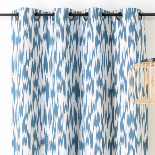 Rideau à œillets Ikat bleu...