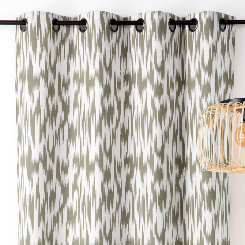 Rideau à œillets Ikat vert kaki - 140x280cm - Linder - 548-80-10201-375
