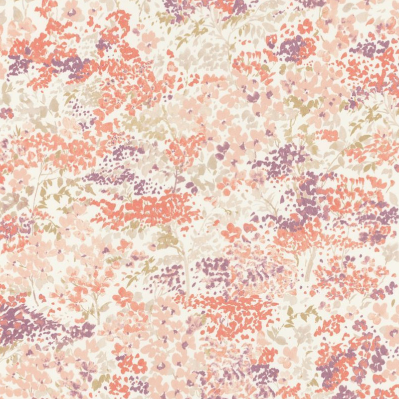 Papier peint Huntington floral rose et corail - Florescence - Casadeco - FLRE82374323