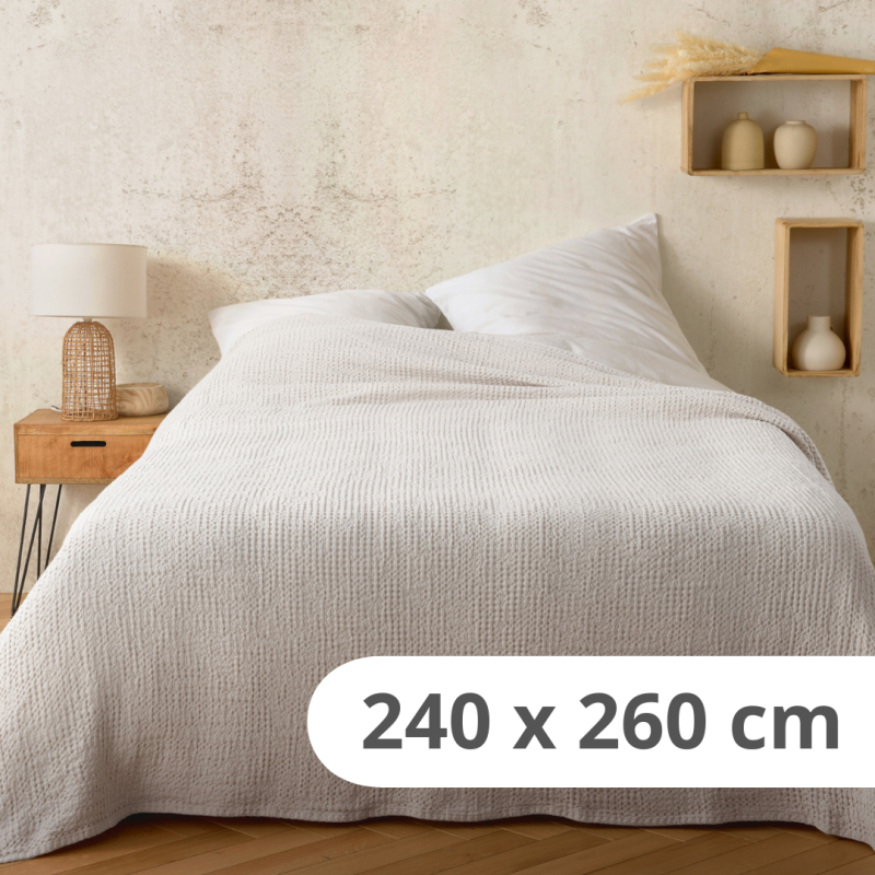 Jetée de Lit Kaline blanc coton - 240x260cm - Linder - 5131-10-841