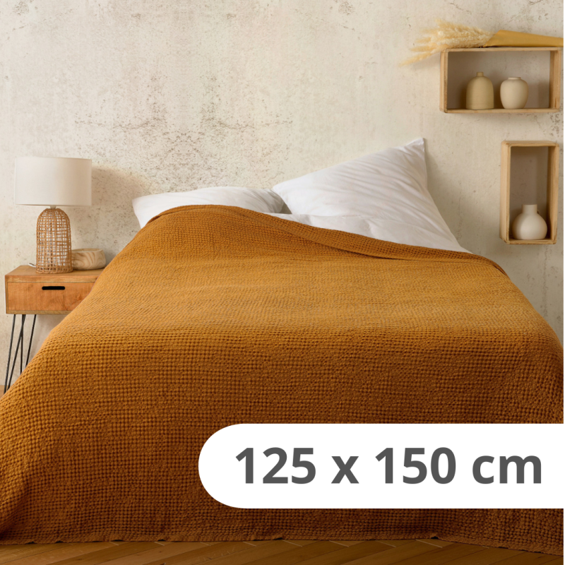 Jetée de Lit Kaline jaune ocre - 125x150cm - Linder - 5131-37-841