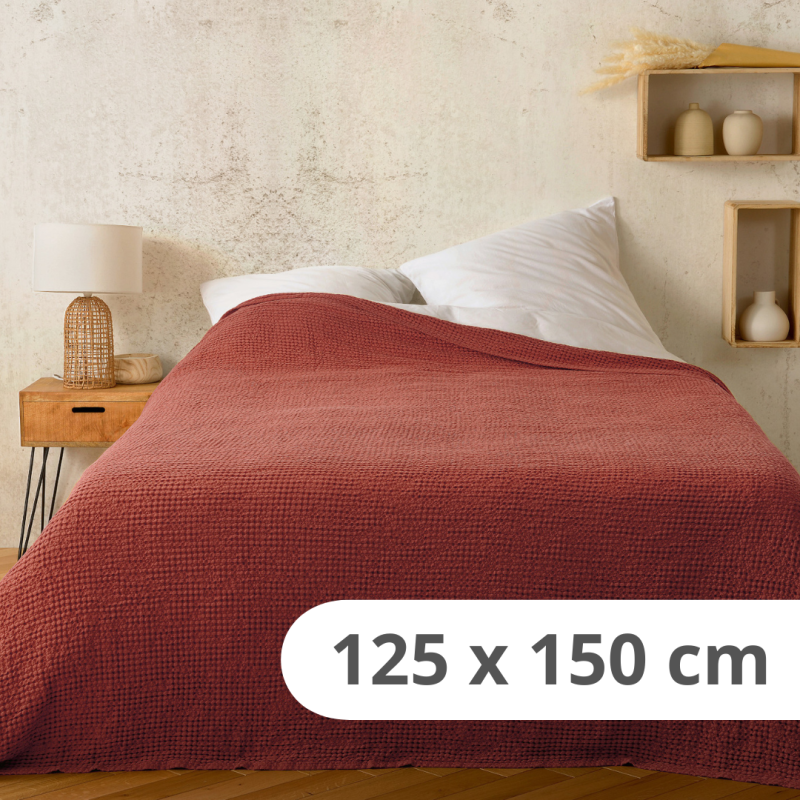 Jetée de Lit Kaline rouge terracotta - 125x150cm - Linder - 5131-67-841