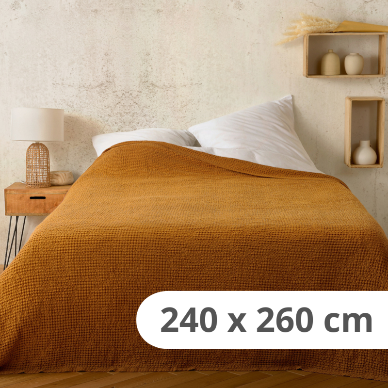 Jetée de Lit Kaline jaune ocre - 240x260cm - Linder - 5131-37-841
