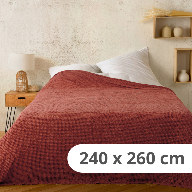 Jetée de Lit Kaline rouge terracotta - 240x260cm - Linder - 5131-67-841