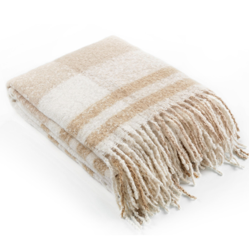 Plaid laine Oregon beige sépia - 130x160cm - Linder - 5132-28-841