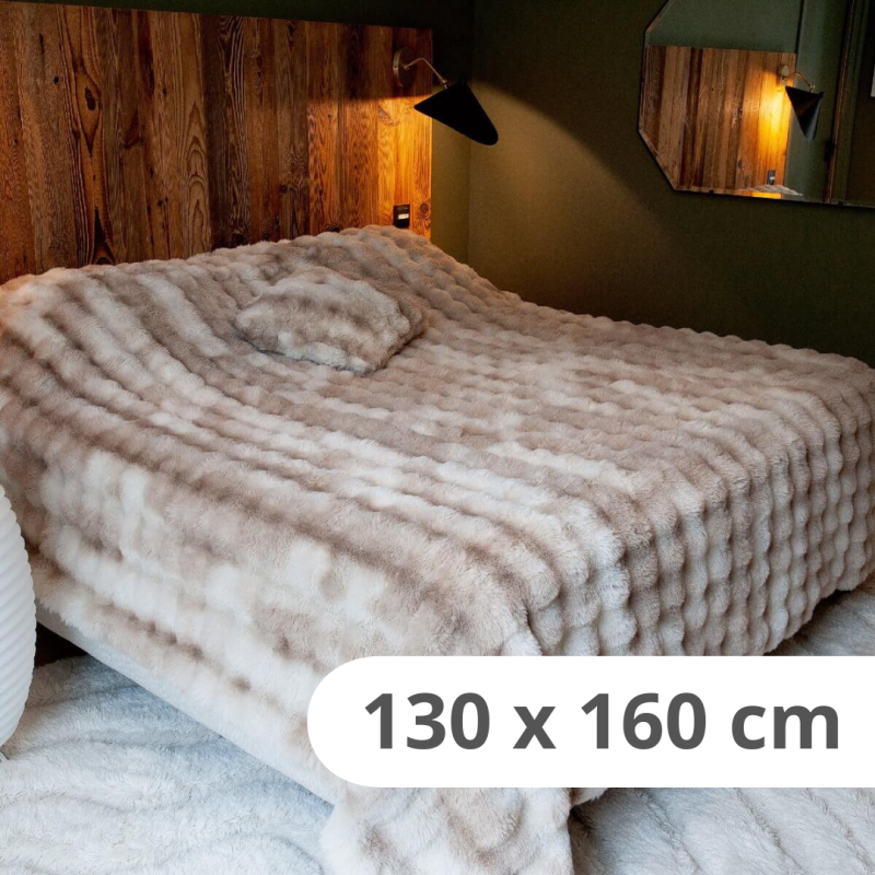 Jetée de Lit Fourrure Palomino douce beige et blanc - 130x160cm - Linder - 5128-25-835