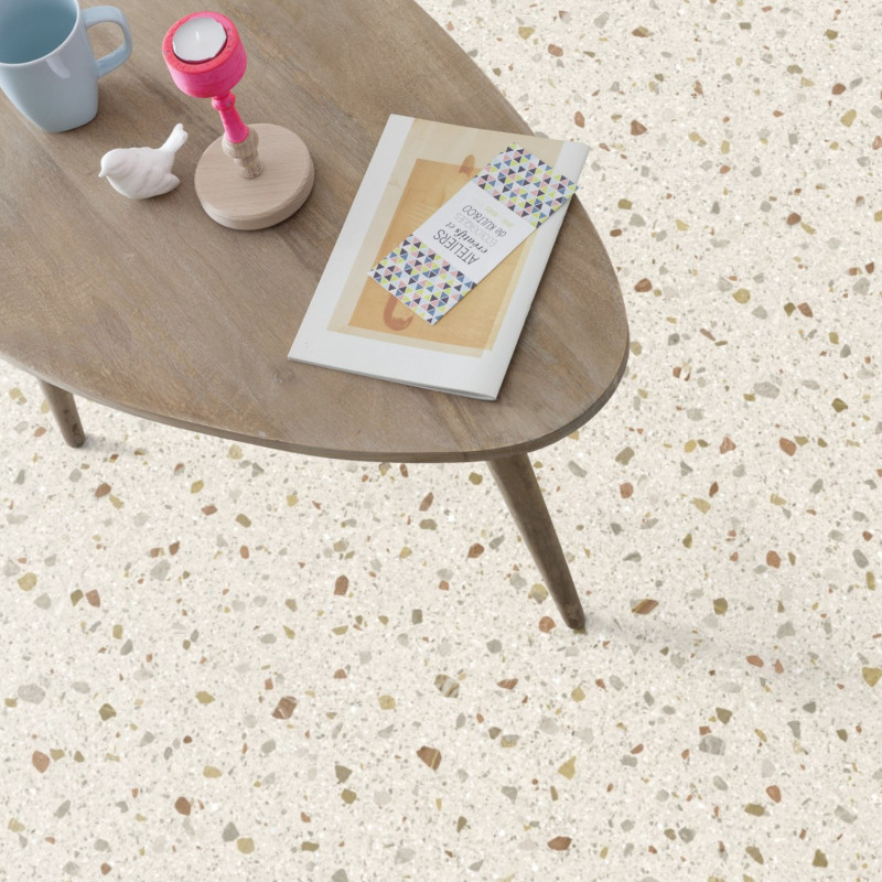 Sol PVC - Bari Clear 2407 - Terrazzo beige - Primetex - GERFLOR - rouleau 4M