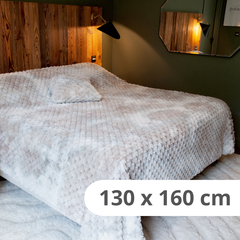 Jetée de Lit Fourrure Lofoten douce beige et blanc - 130x160cm - Linder - 5129-28-835