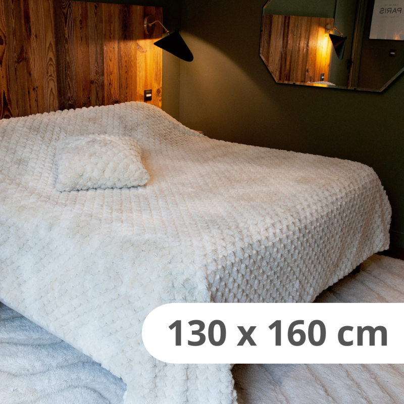 Jetée de Lit Fourrure Lofoten douce écru et blanc - 130x160cm - Linder - 5129-15-835