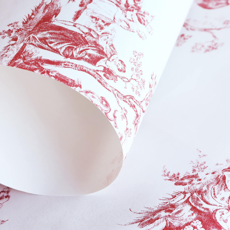 Papier peint intissé Scène bucolique rouge - Fontainebleau - Casadeco - FONT81518102