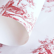 Papier peint intissé Scène bucolique rouge - Fontainebleau - Casadeco - FONT81518102