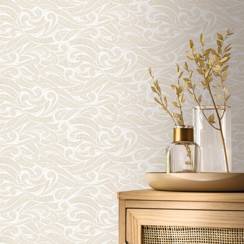 Papier peint intissé Harmony beige or - Light - Caselio - LIG106640127