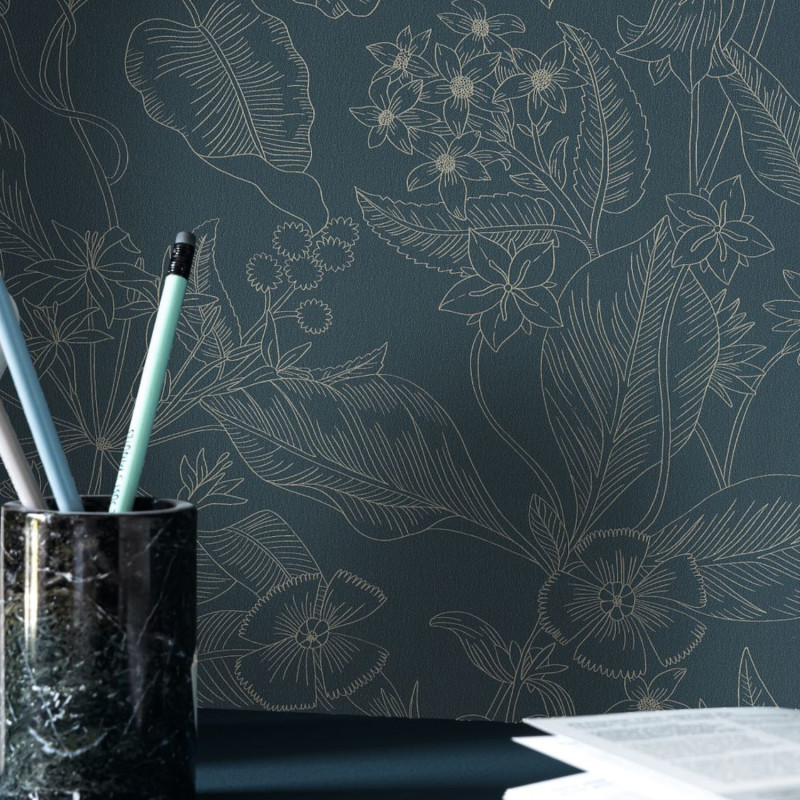 Papier peint intissé Lightness bleu et or - Light - Caselio - LIG106606025