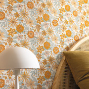Papier peint vinyle sur intissé Emy orange bleu - Twist - Caselio - TST106463065