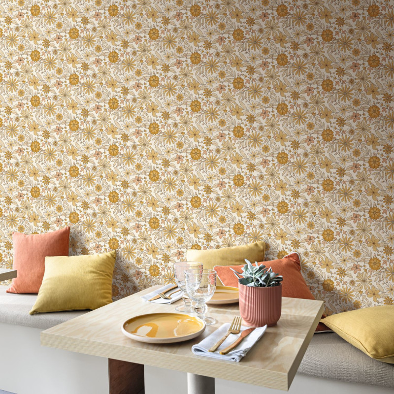 Papier peint vinyle sur intissé Emy jaune rose - Twist - Caselio - TST106462044