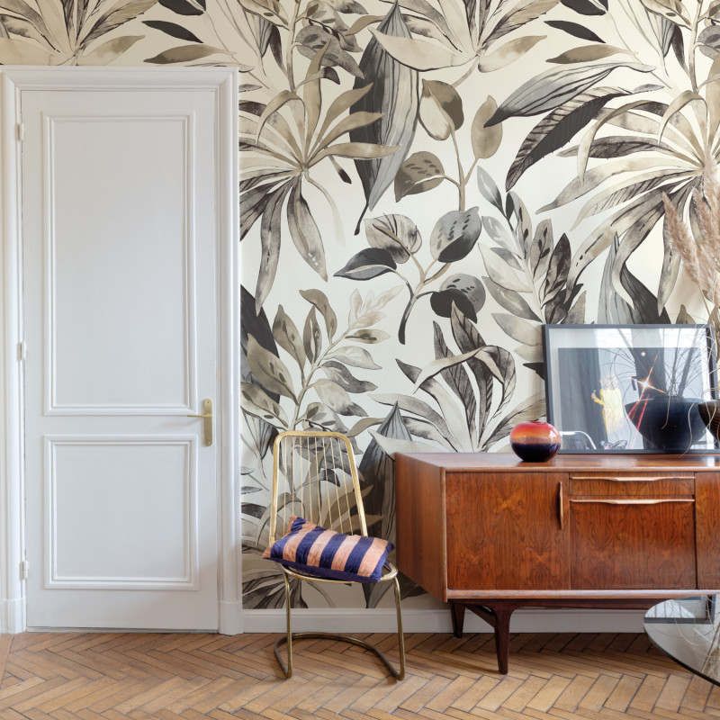 Panoramique vinyle sur intissé Inky Palms - 280x159cm - Orom 2 - Grandeco - A71701