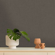 Papier peint vinyle sur intissé Uni mat taupe cendré - Linen 2 - Caselio - 103221920