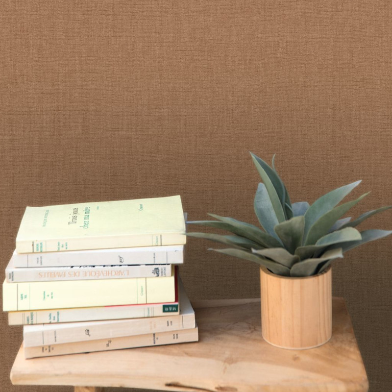 Papier peint vinyle sur intissé Uni mat noisette - Linen 2 - Caselio - 103222424