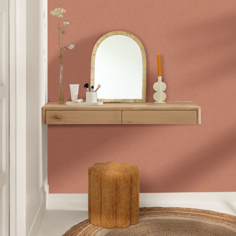 Papier peint vinyle sur intissé Uni mat rose bleutée - Linen 2 - Caselio - 103224160