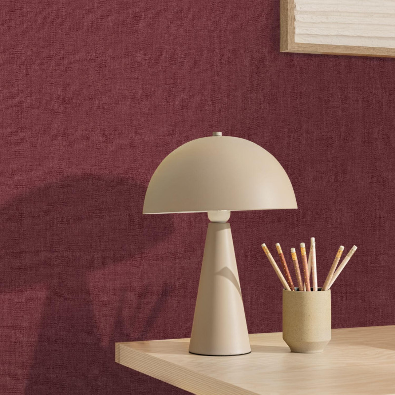 Papier peint vinyle sur intissé Uni mat bordeaux - Linen 2 - Caselio - 103225050
