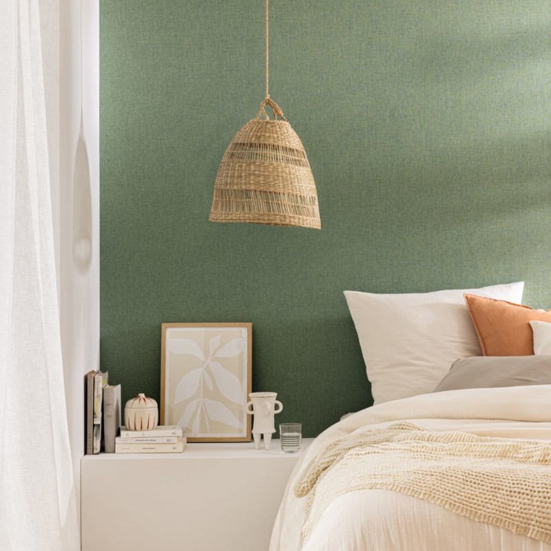 Papier peint vinyle sur intissé Uni mat bleu vert - Linen 2 - Caselio - 103227660