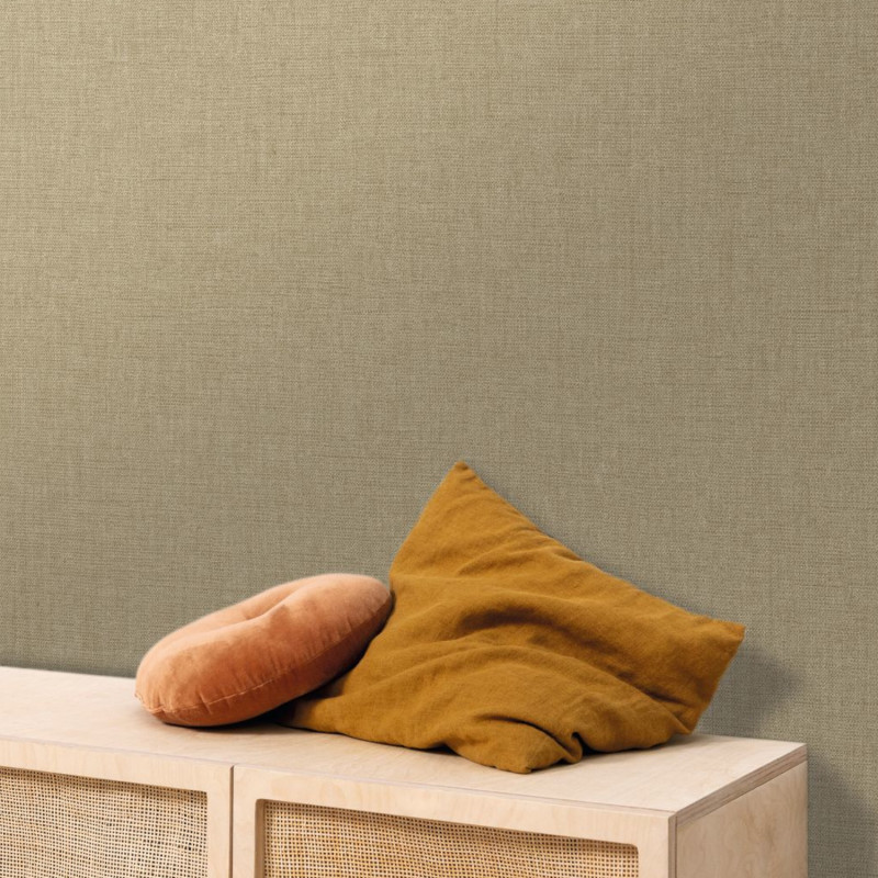 Papier peint vinyle sur intissé Uni mat vert tilleul - Linen 2 - Caselio - 103227780