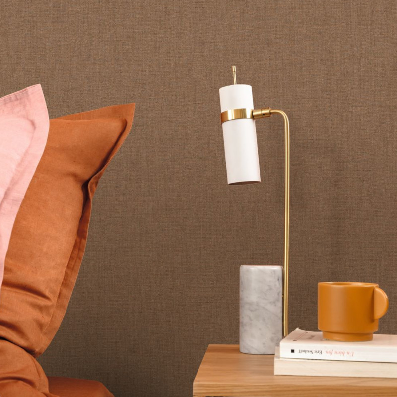 Papier peint vinyle sur intissé Uni irisé marron cuivré - Linen 2 - Caselio - 103232029