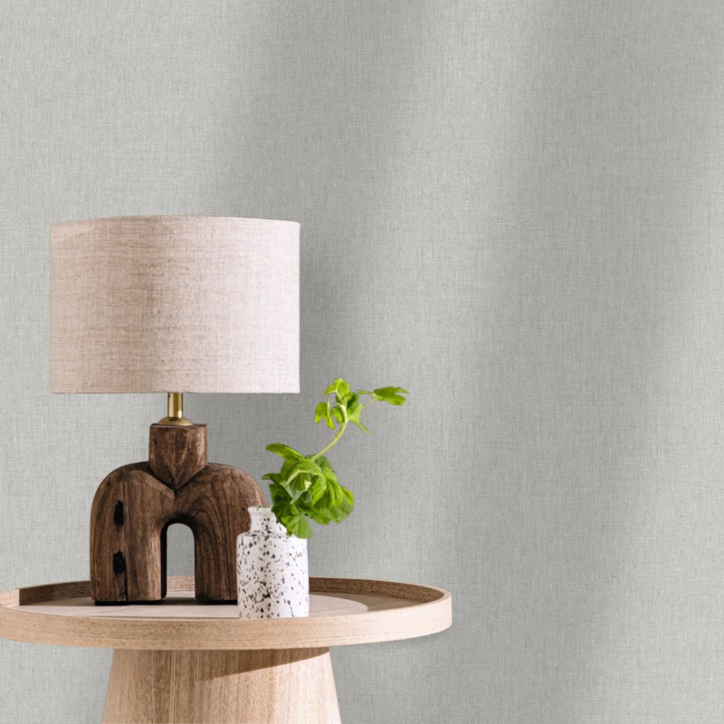 Papier peint vinyle sur intissé Uni irisé gris clair argenté - Linen 2 - Caselio - 103239222