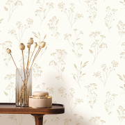 Papier peint vinyle sur intissé Little Graminea or blanc - Art Of Botany - Caselio - AOB106680234