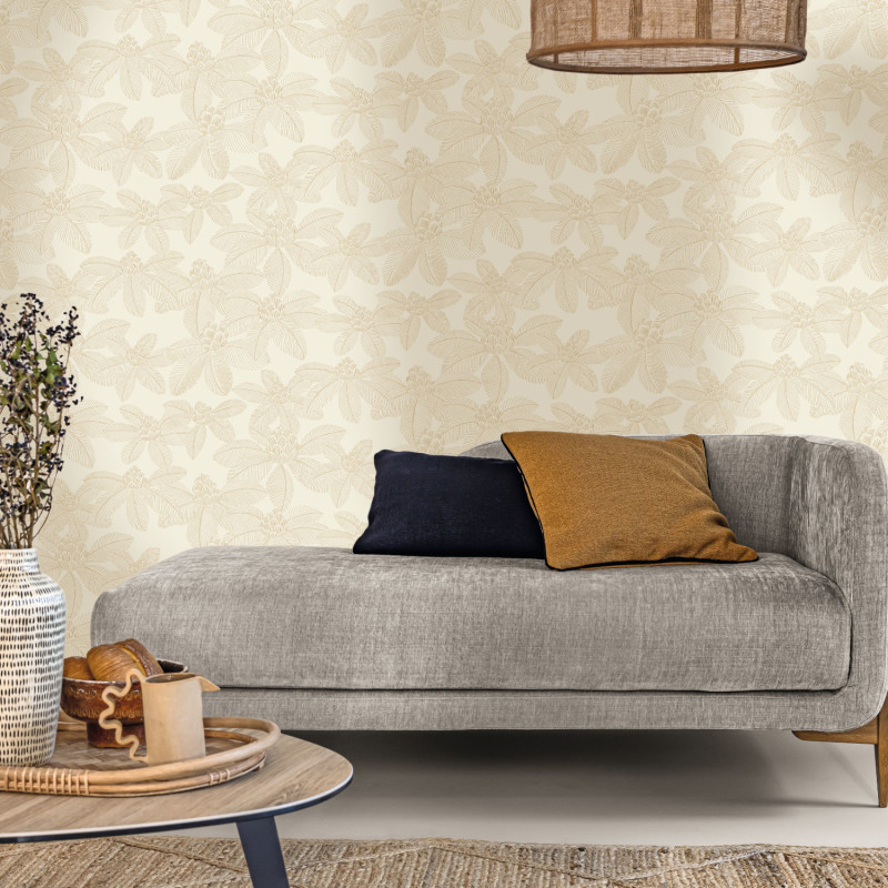 Papier peint vinyle sur intissé Lotus beige - Art Of Botany - Caselio - AOB106650268