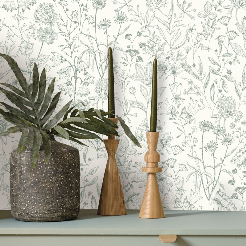 Papier peint vinyle sur intissé Jardin de Giverny vert - Art Of Botany - Caselio - AOB103000723