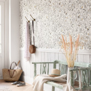 Papier peint vinyle sur intissé Jardin de Giverny blanc et or - Art Of Botany - Caselio - AOB103000215