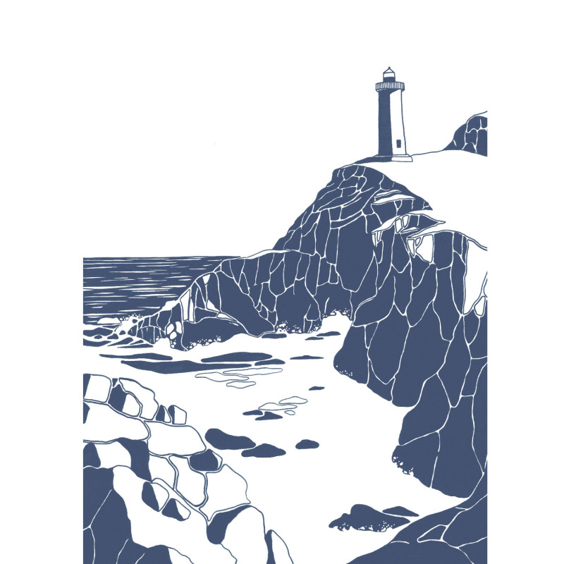 Affiche Phare de la Falaise bleu marine - 50x70 cm - Seaside - Casadeco - SEAS201666604