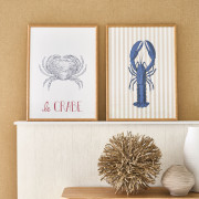 Affiche Clarisse L'Écrevisse bleu et beige - 30x40 cm - Seaside - Casadeco - SEAS201616102