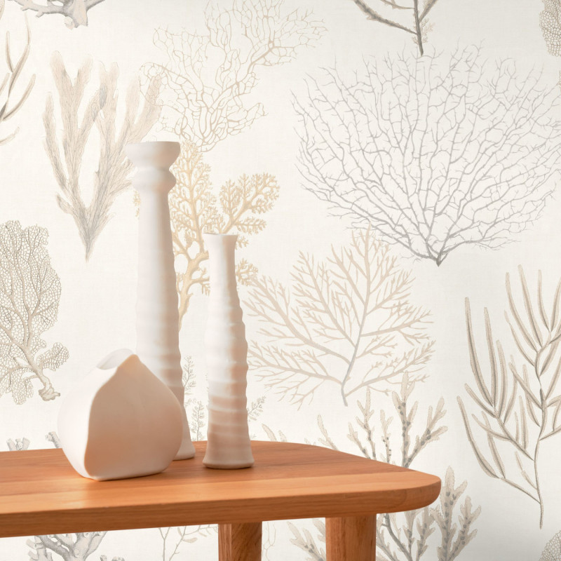 Papier peint vinyle sur intissé Corail beige - Seaside - Casadeco - SEAS83971120