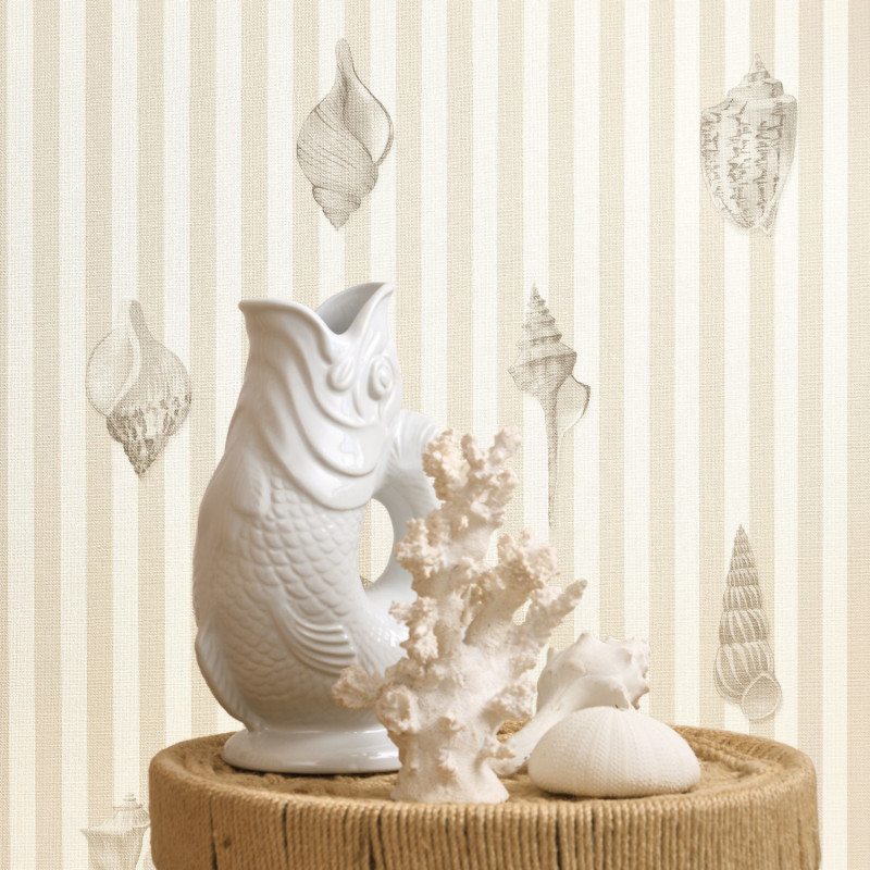 Papier peint vinyle sur intissé Noirmoutier beige lin - Seaside - Casadeco - SEAS201521313