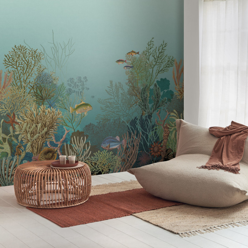 Panoramique intissé Aquarium bleu abysse - 300X280cm - Seaside - Casadeco - SEAS201546308