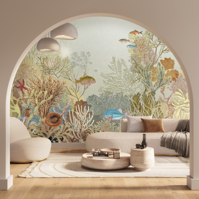 Panoramique intissé Aquarium beige sépia - 300X250cm - Seaside - Casadeco - SEAS201540307