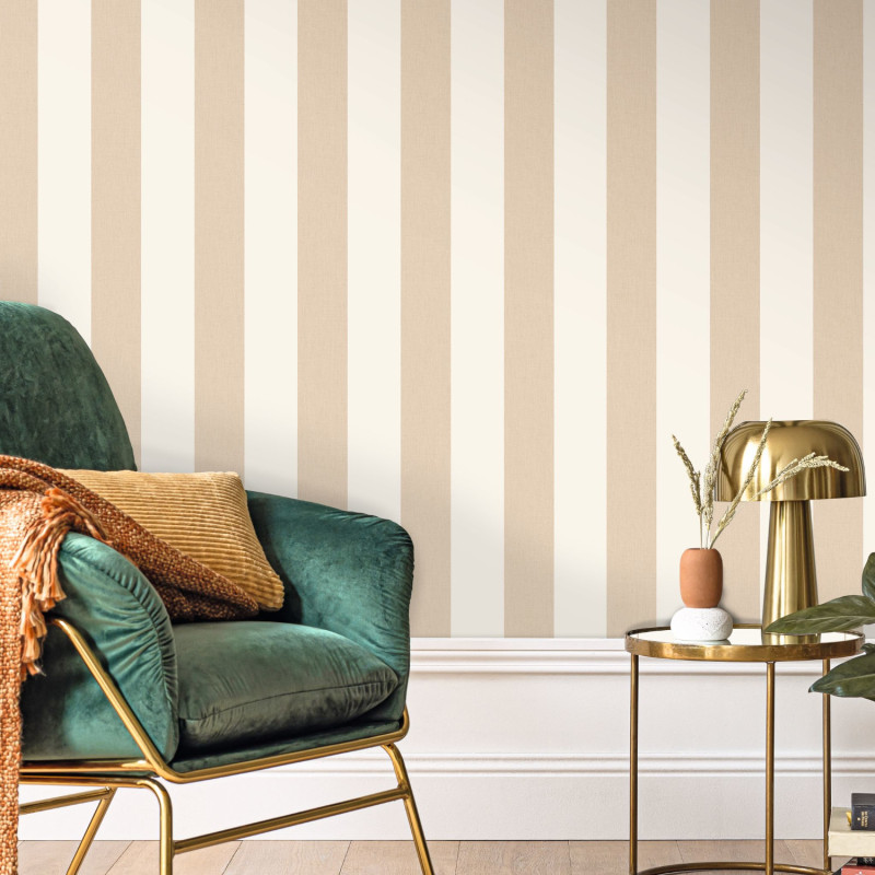 Papier peint vinyle sur intissé Linen Lines beige - Basics - Caselio - BAI104041050