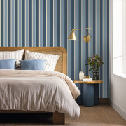 Papier peint vinyle sur intissé Classic Lines bleu or - Line Up - Caselio - LNP106736112