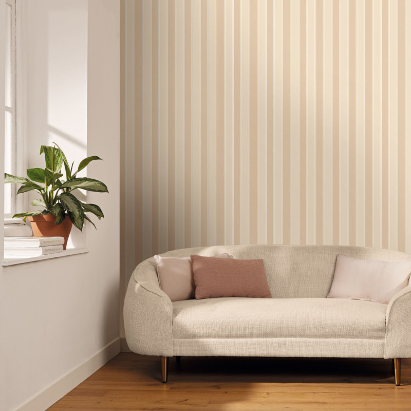 Papier peint vinyle sur intissé Classic Lines beige or - Line Up - Caselio - LNP106731020