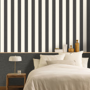 Papier peint vinyle sur intissé Linen Lines noir et blanc - Line Up - Caselio - LNP104049230
