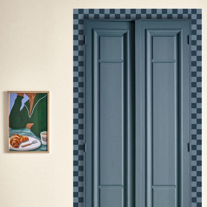 Frise papier peint intissé Checks Border bleu denim - Line Up - Caselio - LNP106796060