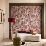 Papier peint intissé Borromée pourpre et olive - Jardin Félicia - Casamance - A74321038