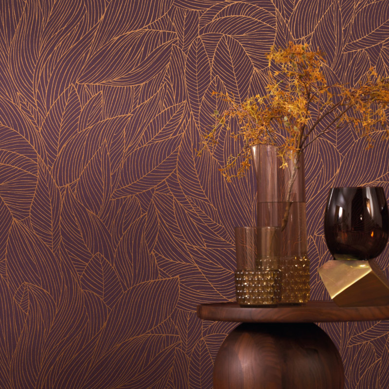 Papier peint intissé Hosta pourpre - Jardin Félicia - Casamance - 76602854