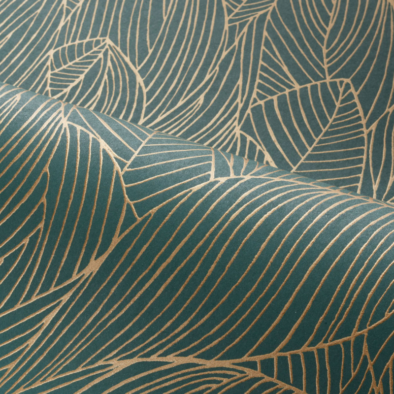 Papier peint intissé Hosta vert jaspe - Jardin Félicia - Casamance - 76602650