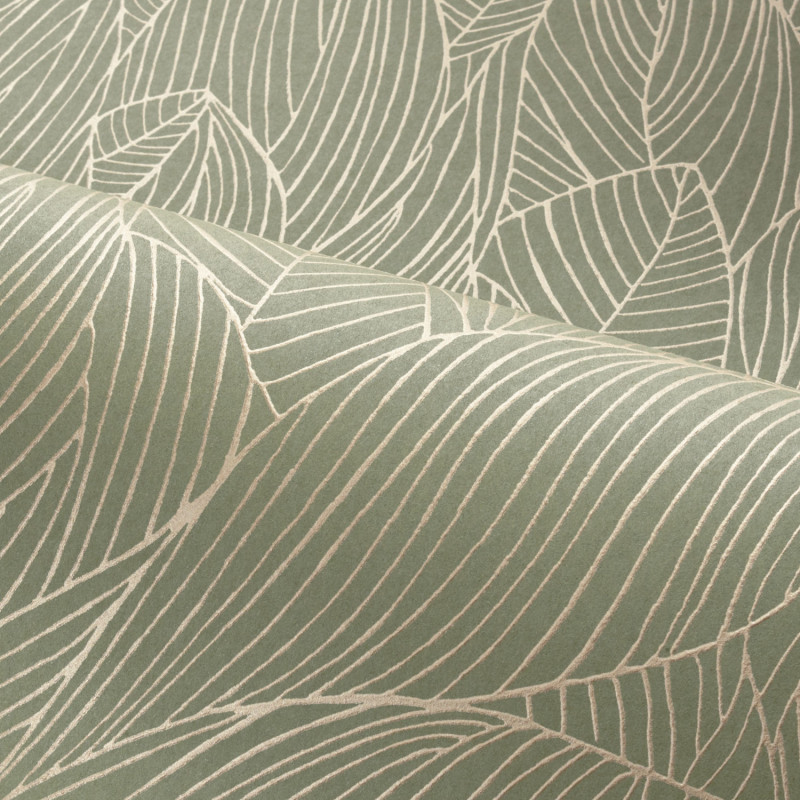 Papier peint intissé Hosta vert sauge - Jardin Félicia - Casamance - 76602548